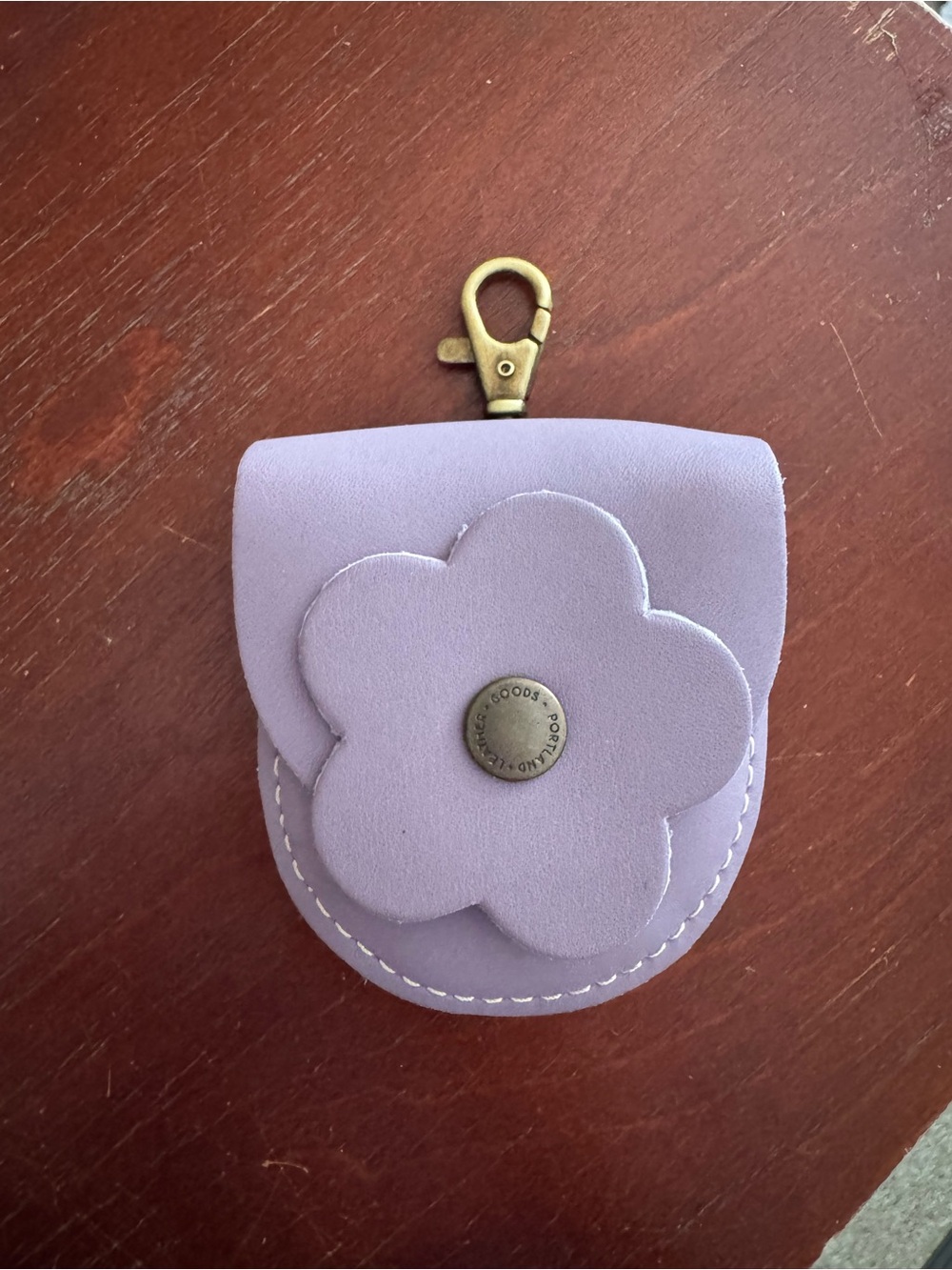 Portland leather petunia purple flower key ring pouch case - Picture 1 of 4